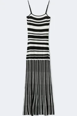 Outlet Gina Tricot Multistripe knitted dress Zwart