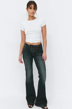 Gina Tricot No waist bootcut jeans Blauw