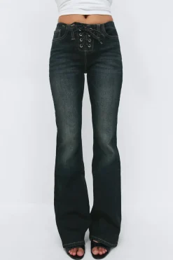Gina Tricot No waist bootcut jeans Blauw
