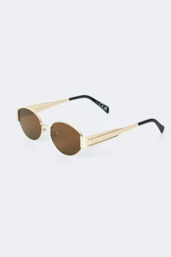 Sale Gina Tricot Oval metal frame sunglasses Bruin