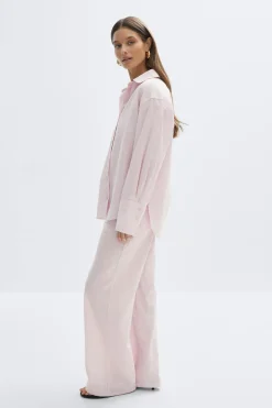 Best Gina Tricot Oversized linen blend shirt Roze