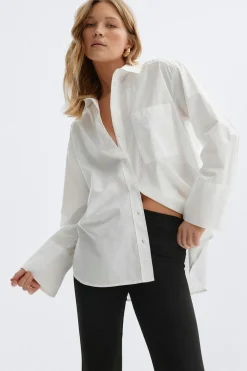 Outlet Gina Tricot Oversized shirt Wit