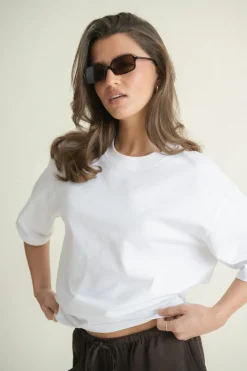 Outlet Gina Tricot Oversized tee Wit