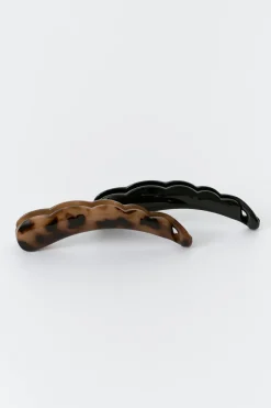 Outlet Gina Tricot 2-pack banana hair clip Bruin
