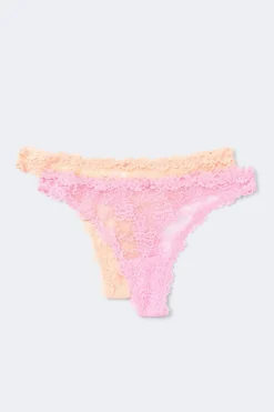 Online Gina Tricot 2-pack flirty lace thong Roze