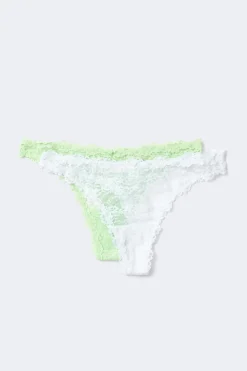 Discount Gina Tricot 2-pack flirty lace thong Wit