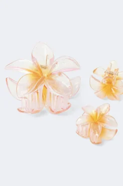 Sale Gina Tricot 3-pack flower hair clip Roze