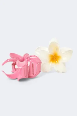 Sale Gina Tricot 2-pack flower hair clips Wit