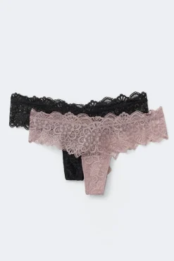 Discount Gina Tricot 2-pack lace brazilian Paars