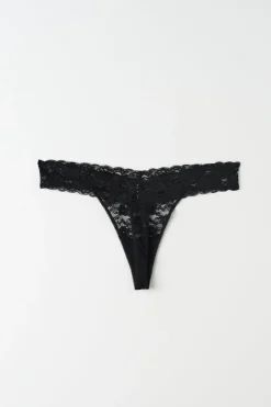 Gina Tricot 3-pack lace string Zwart