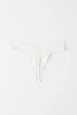 Online Gina Tricot 3-pack lace string Wit