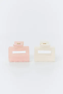 Best Gina Tricot 2-pack mini square hair clip Wit