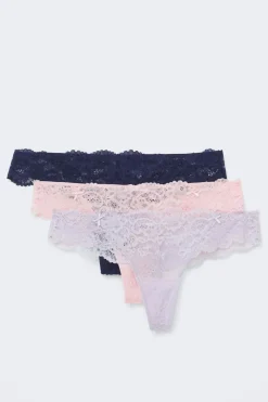 Best Gina Tricot 3-pack scallop lace thong Roze