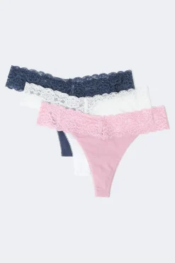 Hot Gina Tricot 3-pack soft cotton thong Blauw