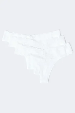 Online Gina Tricot 3-pack soft micro thong Wit