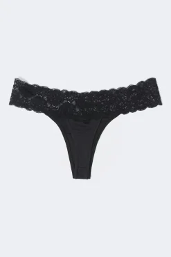 Outlet Gina Tricot 3-pack soft micro thong Zwart