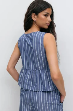 Hot Gina Tricot Peplum tie top Blauw