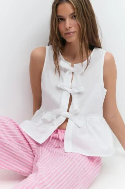 Best Gina Tricot Peplum tie top Wit