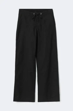 Discount Gina Tricot Petite linen blend trousers Zwart