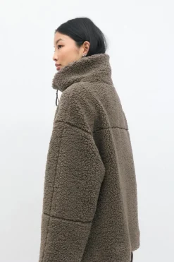 Gina Tricot Pile zip jacket Bruin