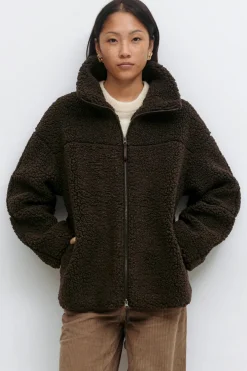 New Gina Tricot Pile zip jacket Bruin