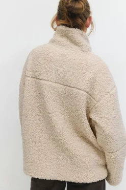 New Gina Tricot Pile zip jacket Beige
