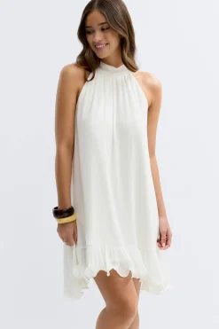 Online Gina Tricot Pleated frill mini dress Wit