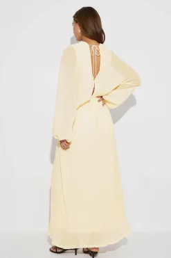 Sale Gina Tricot Pleated maxi dress Geel