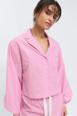 Discount Gina Tricot Poplin pyjamas shirt Roze