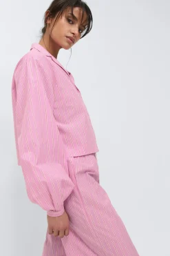 Discount Gina Tricot Poplin pyjamas shirt Roze