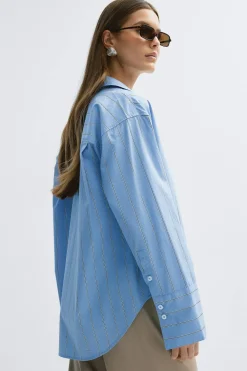 Online Gina Tricot Poplin shirt Blauw