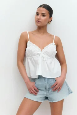 Sale Gina Tricot Poplin singlet Wit