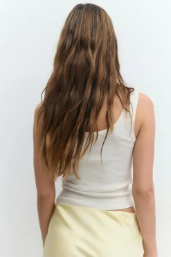 Outlet Gina Tricot Print rib tank Beige