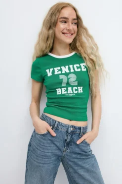 New Gina Tricot Printed tight top Groen