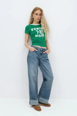 New Gina Tricot Printed tight top Groen