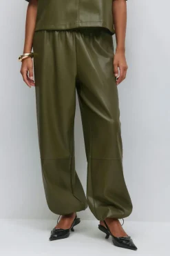 Gina Tricot Pu balloon trousers Groen