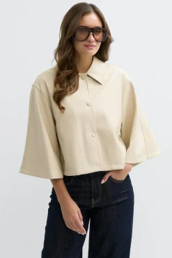 Hot Gina Tricot Pu cape jacket Wit