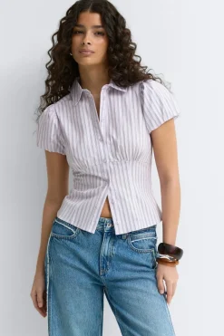 Discount Gina Tricot Puff sleeve shirt Paars