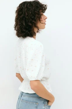 Sale Gina Tricot Puff sleeve top Wit