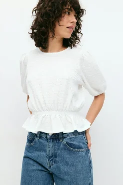 New Gina Tricot Puff sleeve top Wit