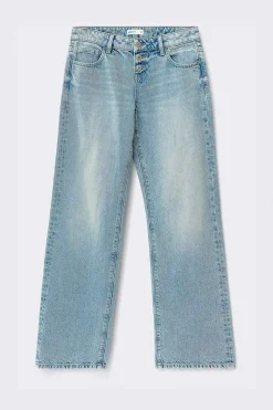 Sale Gina Tricot Rebel button wide jeans Blauw