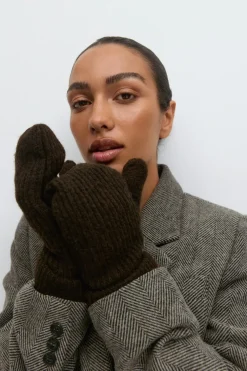 Best Gina Tricot Rib mittens Bruin