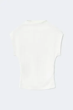 Clearance Gina Tricot Ruched funnel neck top Wit