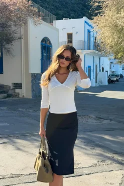New Gina Tricot 90s midi skirt Zwart