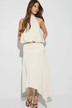 Best Gina Tricot Satin asymmetric skirt Wit