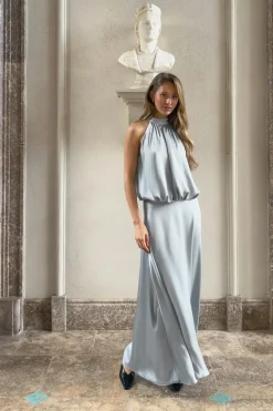 Best Gina Tricot Satin halterneck maxi dress Blauw