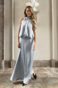 Best Gina Tricot Satin halterneck maxi dress Blauw