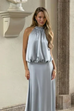 Best Gina Tricot Satin halterneck maxi dress Blauw