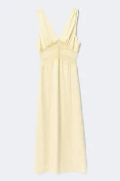 Outlet Gina Tricot Satin lace maxi dress Geel