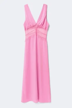 Sale Gina Tricot Satin lace maxi dress Roze
